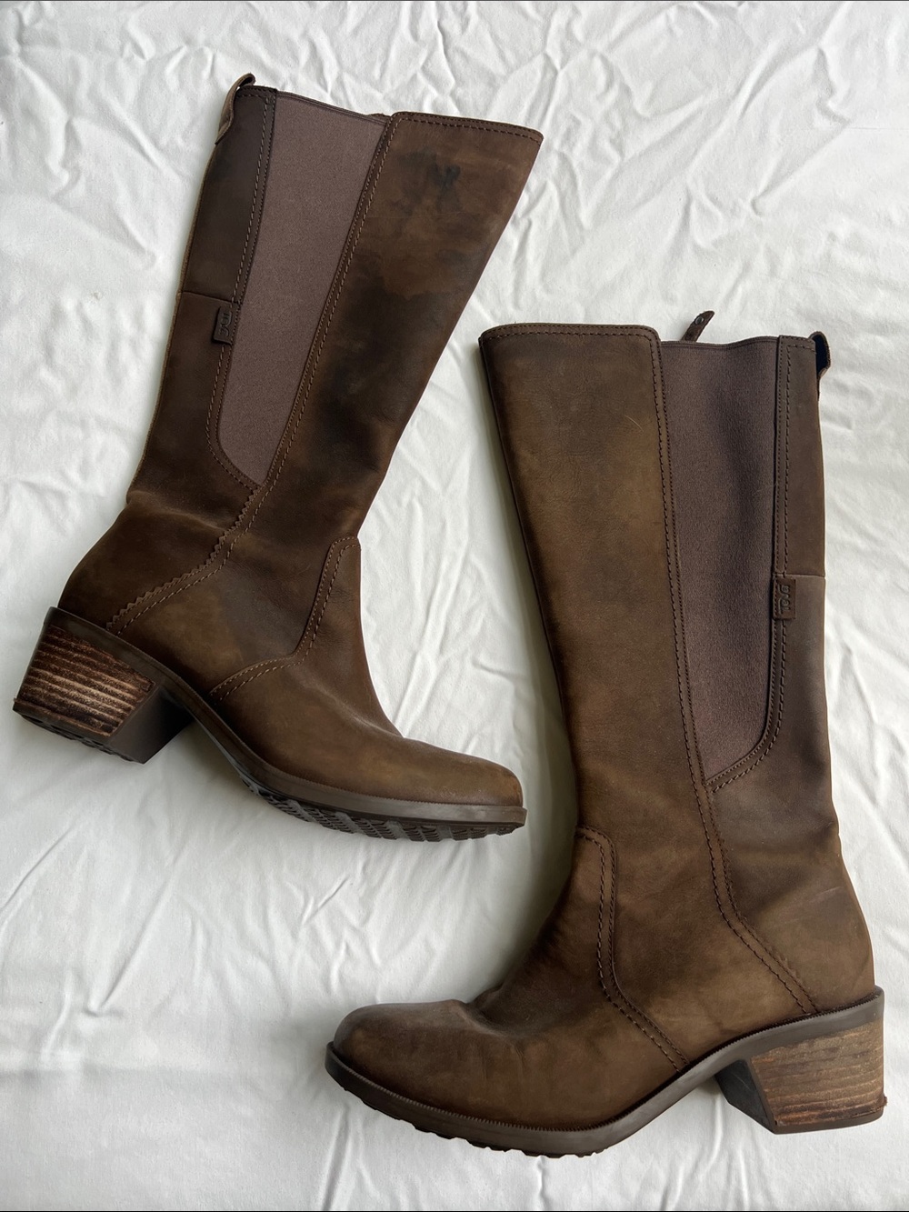 Teva Brown Leather Mid-Calf Heeled Boots